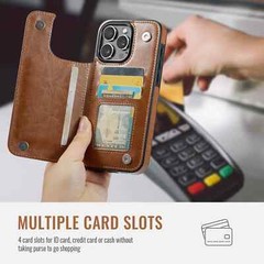 Wallet Case for iPhone 16 15 14 13 12 11 Pro Max 7 8 SE with Screen Protector
