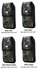 VERTICAL CAMOUFLAGE RUGGED CELL PHONE POUCH WITH METAL CLIP (L/XL/2XL/3XL)