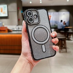 For iPhone 17 Pro Max Air 16 15 14 13 Bling Glitter Diamond Rubber Magnetic Case