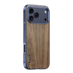 Genuine Walnut Wood Magnetic Back Case for iPhone17 Pro Max Alloy Bumper Cover