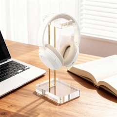 Headphone Stand Headset Holder Desk Solid Clear Acrylic Gold Earphone Hanger