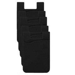 5x Silicone Credit Card Holder Cell Phone Wallet Pocket Sticker Adhesive Black