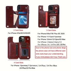 Wallet Case for iPhone 16 15 14 13 12 11 Pro Max 7 8 SE with Screen Protector