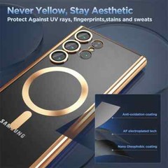 For Samsung Galaxy S24 Ultra Plus Clear Case Magnetic Mag Safe Plating Cover