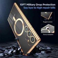 For Samsung Galaxy S24 Ultra Plus Clear Case Magnetic Mag Safe Plating Cover