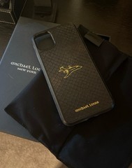 Rare Custom Michael Louis Black Python iPhone Case w/ Gold Private Jet Embossing
