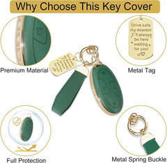 Soft TPU & Leather Key Fob Cover Compatible with Hyundai Ioniq 6 Grandeur GN7 KO