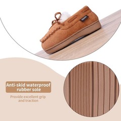 ‘ Moccasin House Shoe with Indoor Outdoor Memory Foam Sole Protection Slipper…