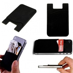 Credit Card Holder Cellphone Wallet Pocket Sticker Adhesive Black Silicone 5pack
