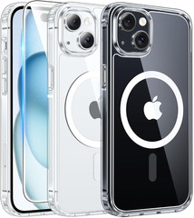 FNTCASE for iPhone 15 Case Clear: iPhone 14/13 Case Magnetic Phone Cases with Sc