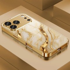 Luxury Gold Marble Glass Case iPhone 17 16 15 14 13 12 11 Pro Max Cover