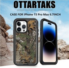 for iPhone 15 Max Case with Screen Protector, Heavy Duty Camo for Men Boys [M…