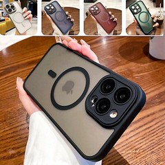 Shockproof Frosted Mag Safe Case For iPhone 16 15 14 13 12 Pro Max W.Lens Cover