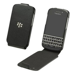 For BLACKBERRY Q10 – AUTHENTIC LEATHER FLIP SHELL CASE COVER OEM (ACC-50707-301)