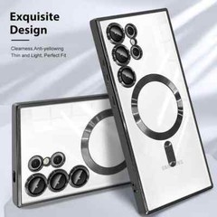 For Samsung Galaxy S24 Ultra Plus Clear Case Magnetic Mag Safe Plating Cover