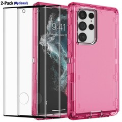 For Samsung Galaxy S22/Plus/S22 Ultra Case Heavy Duty Clear Cover/Tempered Glass