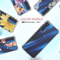 for Moto Edge 2021 Case,Moto Edge 5G UW Case Clear Transparent Flower Reinfor…