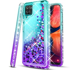 For Samsung Galaxy A12 Case Phone Cover Glitter Bling +Tempered Glass Protector