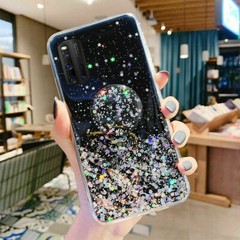 For Samsung Galaxy S25 S24 S23 S22 S21 S8 Bracket Glitter Bling Heart Phone Case