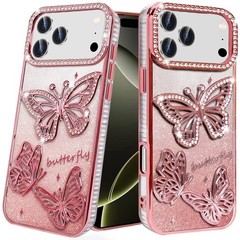 For iPhone 17 Pro Max/17 Air Case Electroplated Glitter Butterfly Design Cover