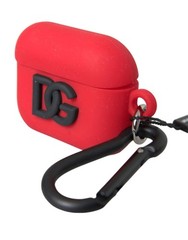 Dolce&Gabbana Unisex Red Airpods Case Rubber Solid Logo Embossed Casual Cover