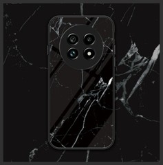 For Realme 13 Pro+ 5G Flexible Hybrid Armor Marble Glass Soft Bumper Case