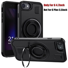 Shockproof Double-Ring Kickstand Case Cover For Apple iPhone 6 6s 7 8 4.7″ Black