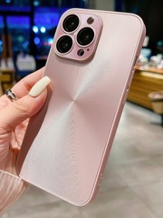 Pink Iridescent Laser CD Matte Metallic Phone Case For iPhone 11 To 17 Pro Max