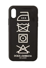 DOLCE & GABBANA Phone Case Cover Black Solid Leather DG Logo iPhoneX-XS RRP $400