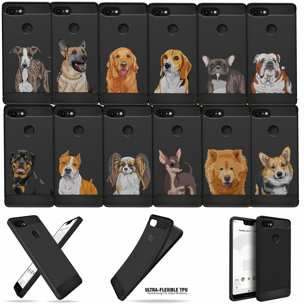 For [Samsung Galaxy A50] Case with Dog Designs Slim Black Flexible TPU Cover