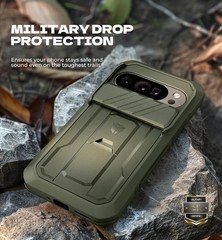 Rugged Bumper Case for Google Pixel 10 Pro XL with Dual Front Frames Army Green