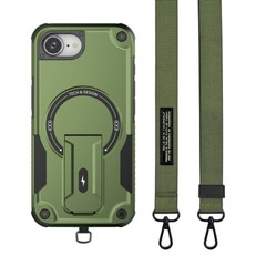 For iPhone 16e 2025 Military-Grade Rugged Stand Magnetic Mag Safe Case + Strap