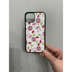 iPhone 13 Case Unisex OS White Pink Disco Ball Cherry Bow Print Bumper Cover