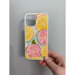 iPhone 12 Pro Max Case Unisex White Multicolor Citrus Fruit Print Watercolor