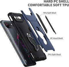 For Asus ROG Phone 7 Case Drop Protection Durable Cover Built in Kickstand Blue